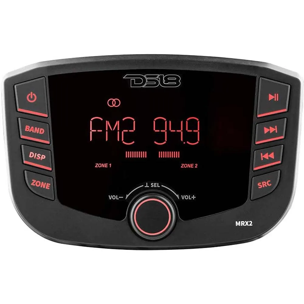 DS18 Marine and Powersports Head Unit LCD Display Bluetooth IP65 USB AM FM MRX2