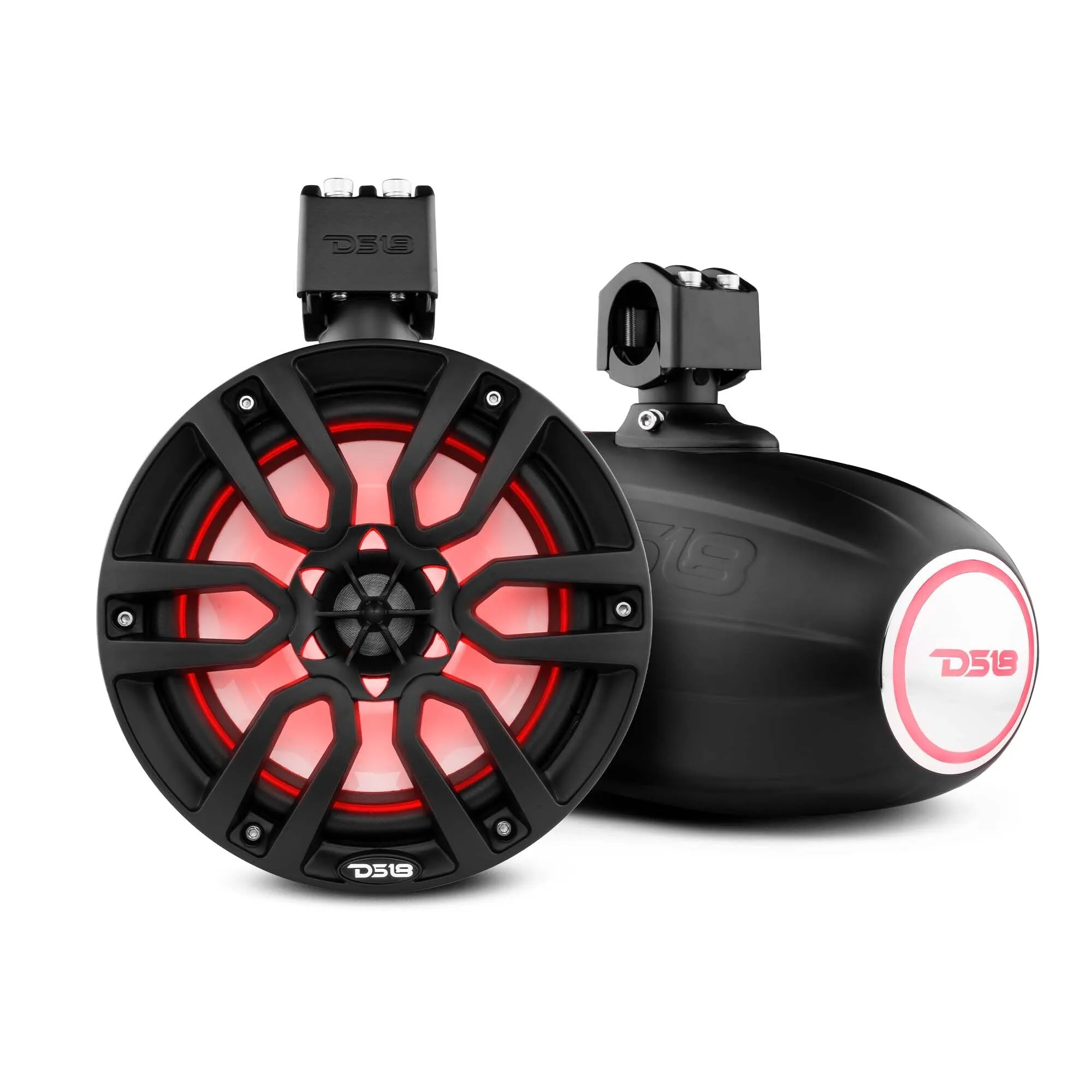 DS18 NXL-X8TP 8" Marine Water Resistant Wakeboard Tower Speakers with Integrated RGB LED Lights 375 Watts