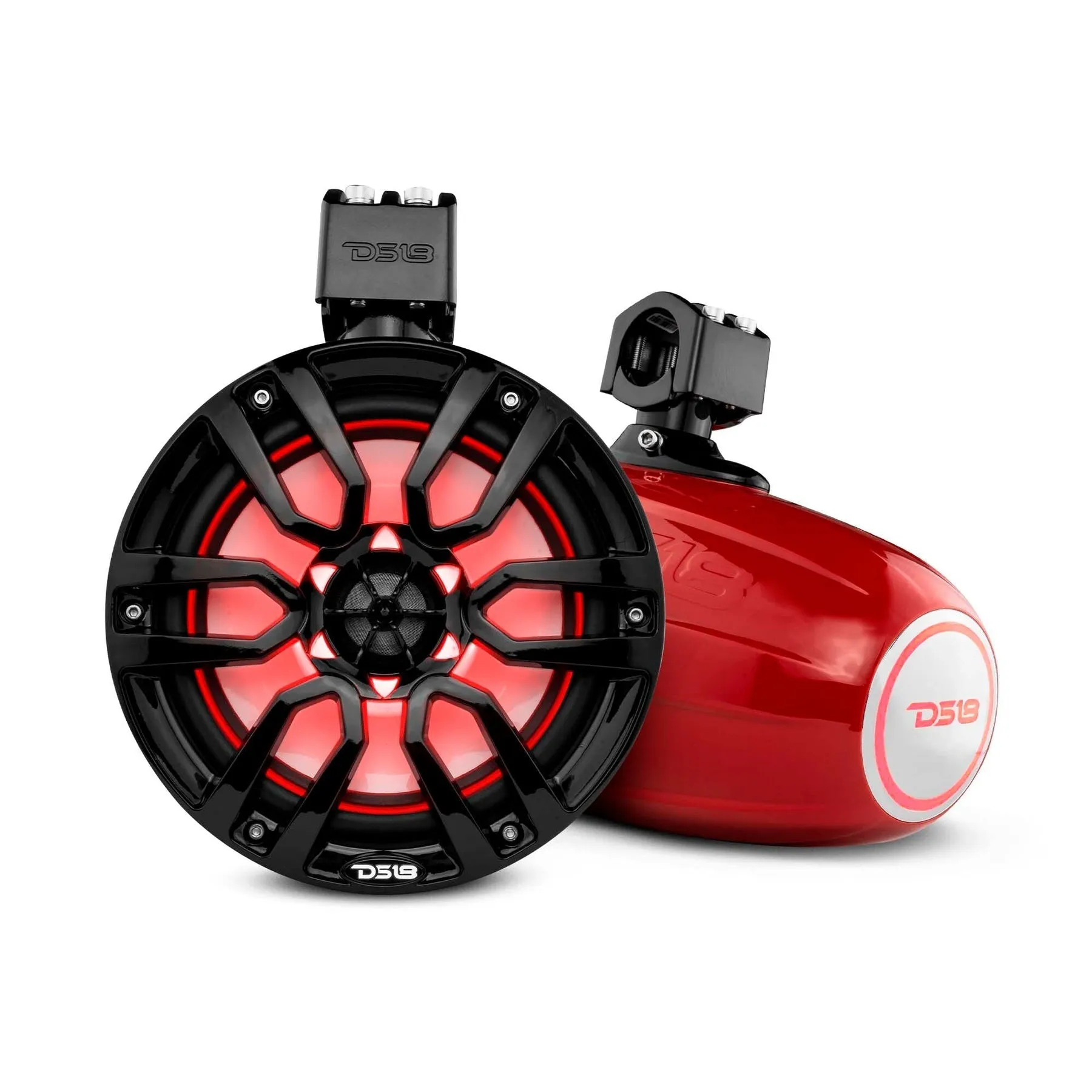 DS18 NXL-X8TP 8" Marine Water Resistant Wakeboard Tower Speakers with Integrated RGB LED Lights 375 Watts