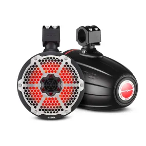 DS18 NXL-X8TPNEO 8" Marine Water Resistant Wakeboard Tower Neodymium Speaker with Built-in passive Radiator Bass Enhancer, 1" Driver and RGB LED Light 550 Watts