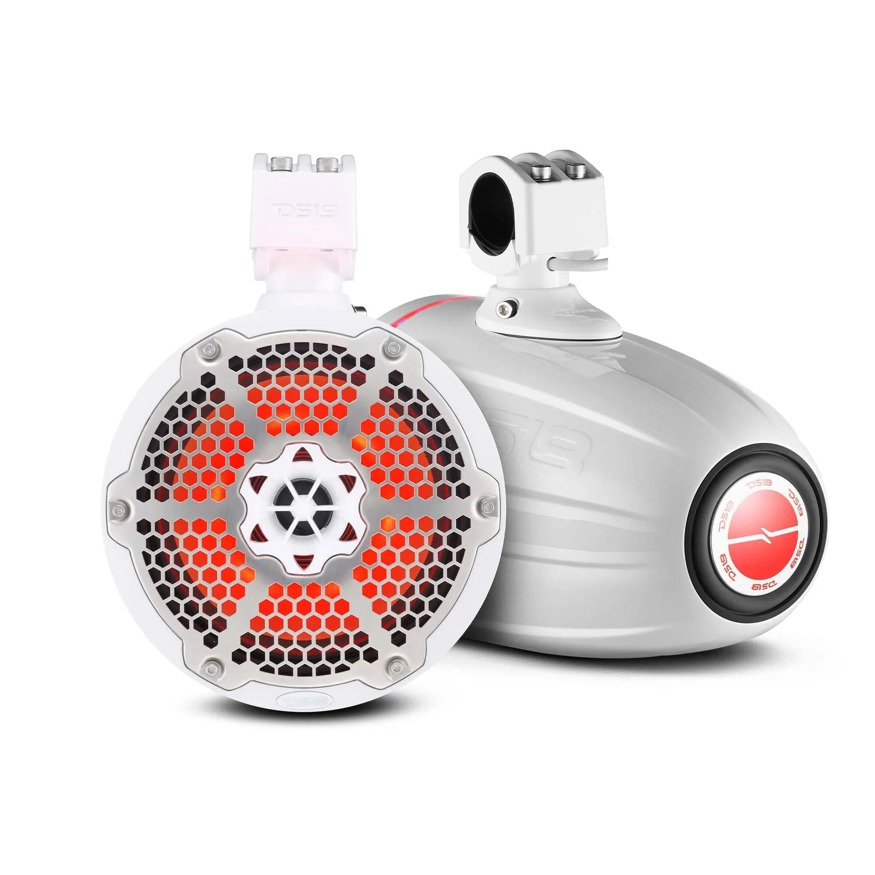 DS18 NXL-X8TPNEO 8" Marine Water Resistant Wakeboard Tower Neodymium Speaker with Built-in passive Radiator Bass Enhancer, 1" Driver and RGB LED Light 550 Watts