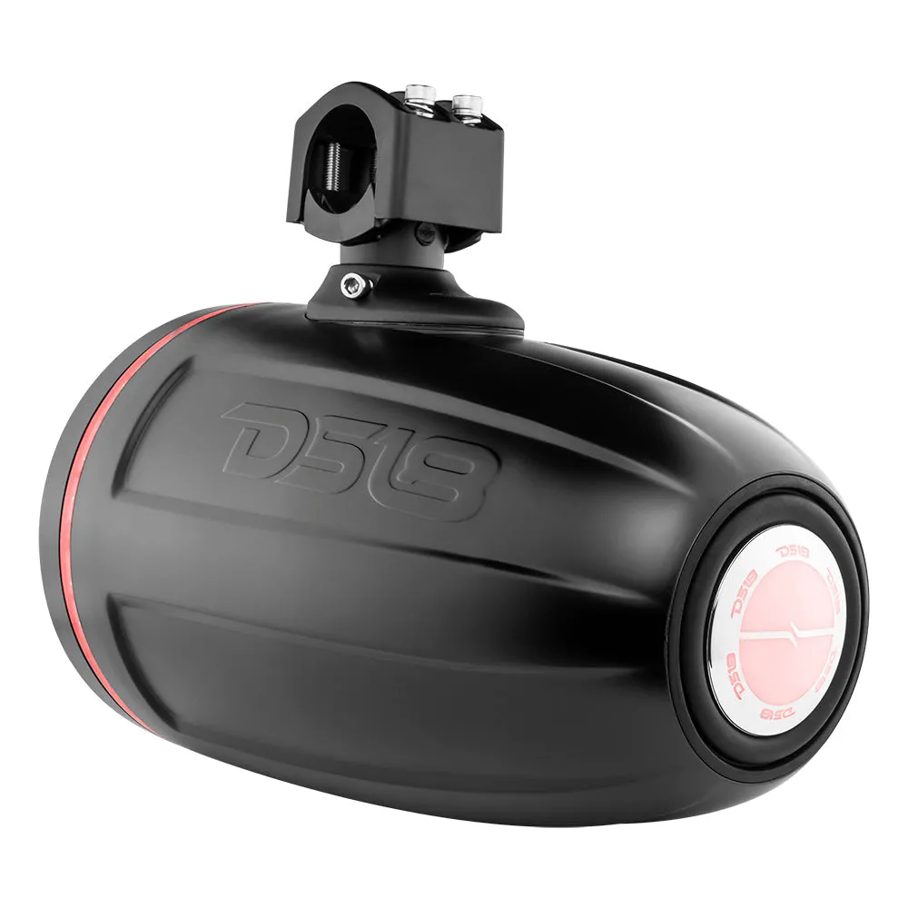 DS18 NXL-X8TPNEO 8" Marine Water Resistant Wakeboard Tower Neodymium Speaker with Built-in passive Radiator Bass Enhancer, 1" Driver and RGB LED Light 550 Watts