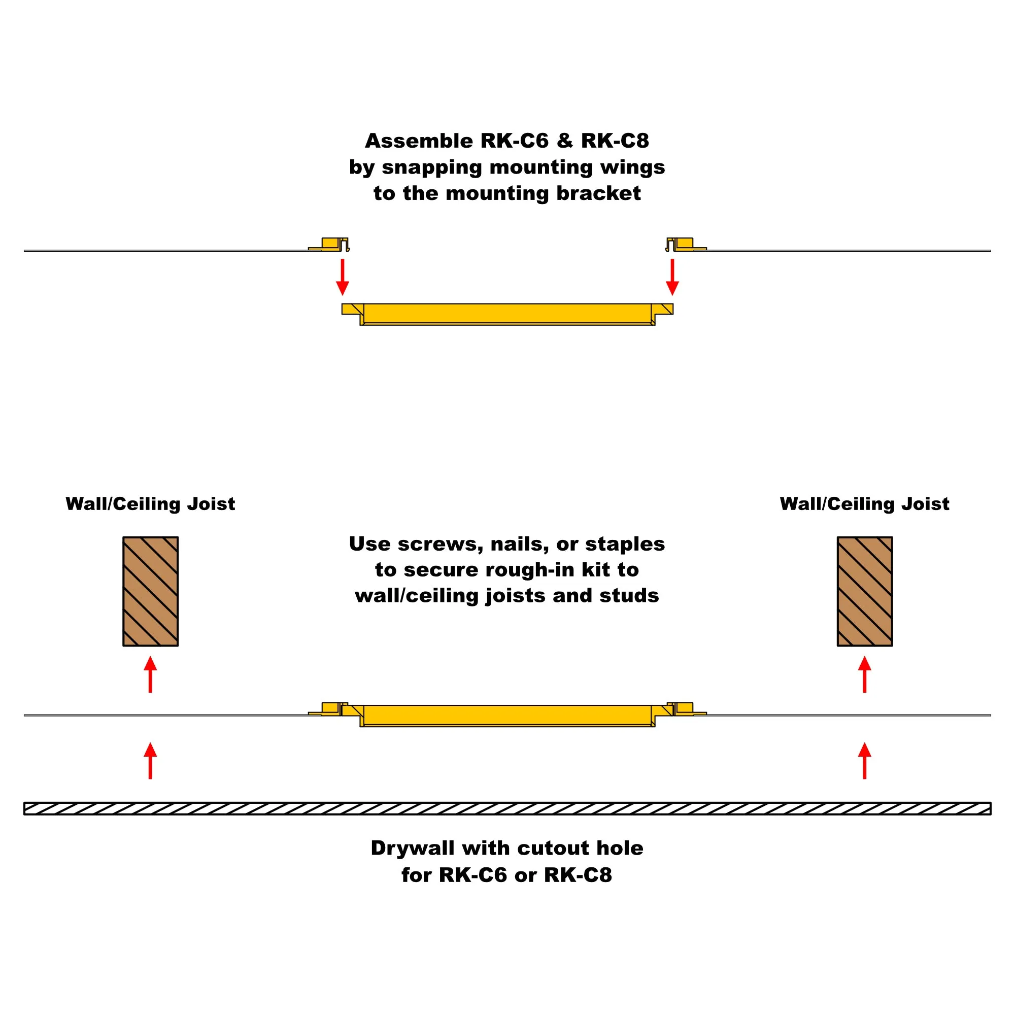 Earthquake Sound RK-C8 Pre-Construction Brackets for 8" Round In-Ceiling Speakers (Pair)