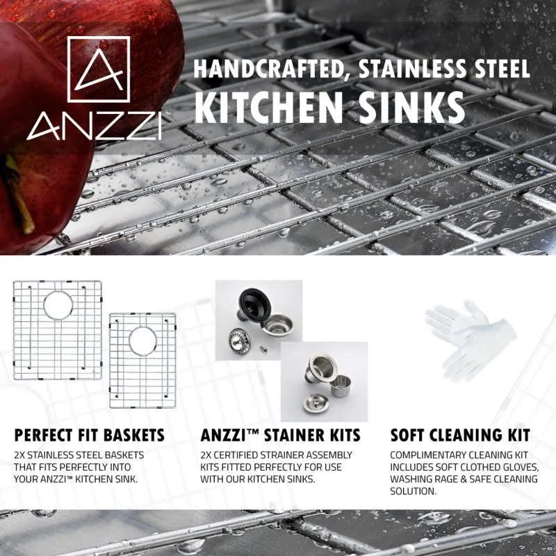 Elysian 35.88" Double Basin Farmhouse Apron Kitchen Sink with Opus Single-Handle Faucet in Brushed Nickel