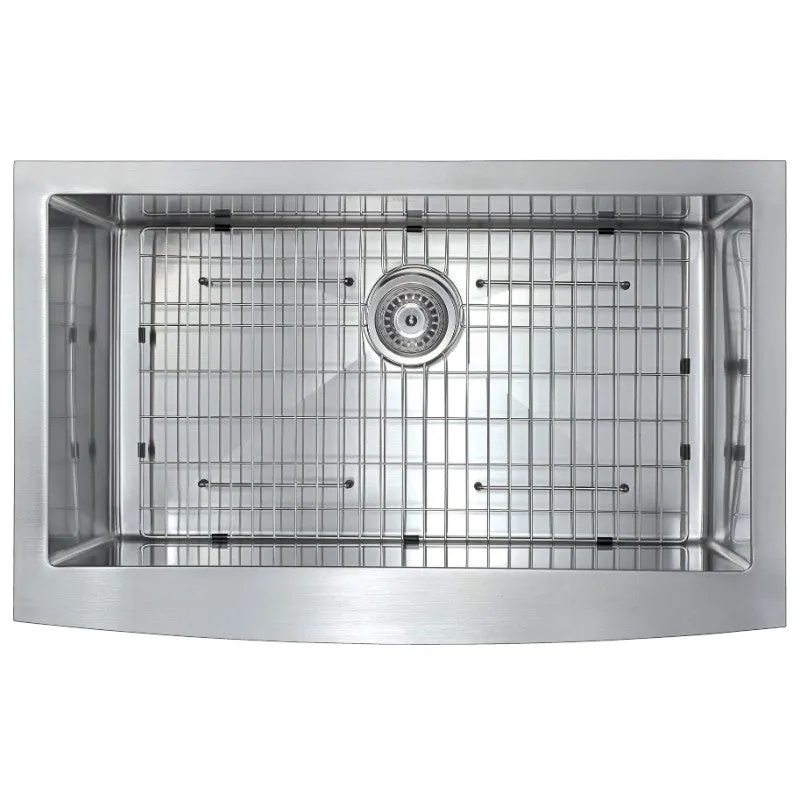 Elysian 35.88" Single Basin Farmhouse Apron Kitchen Sink with Opus Single-Handle Faucet in Brushed Nickel