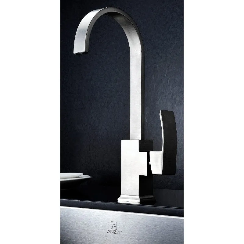 Elysian 35.88" Single Basin Farmhouse Apron Kitchen Sink with Opus Single-Handle Faucet in Brushed Nickel