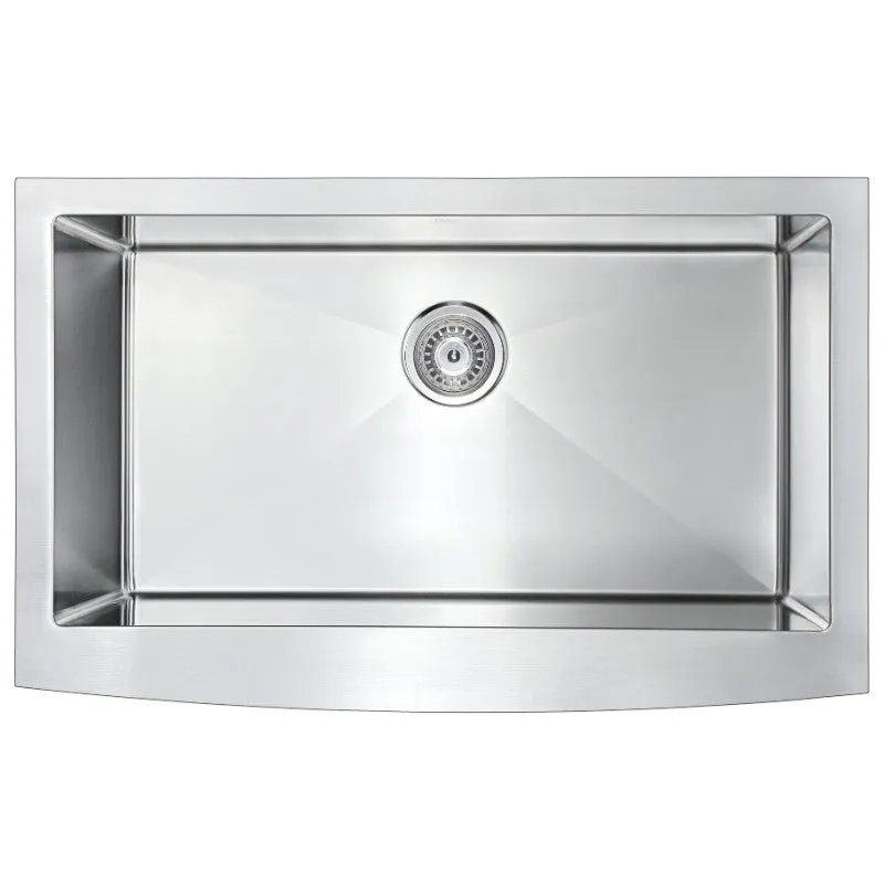 Elysian 35.88" Single Basin Farmhouse Apron Kitchen Sink with Opus Single-Handle Faucet in Brushed Nickel