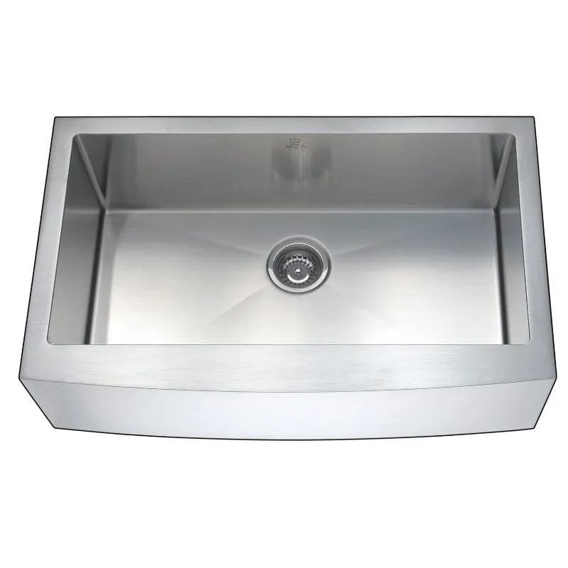 Elysian 35.88" Single Basin Farmhouse Apron Kitchen Sink with Opus Single-Handle Faucet in Brushed Nickel