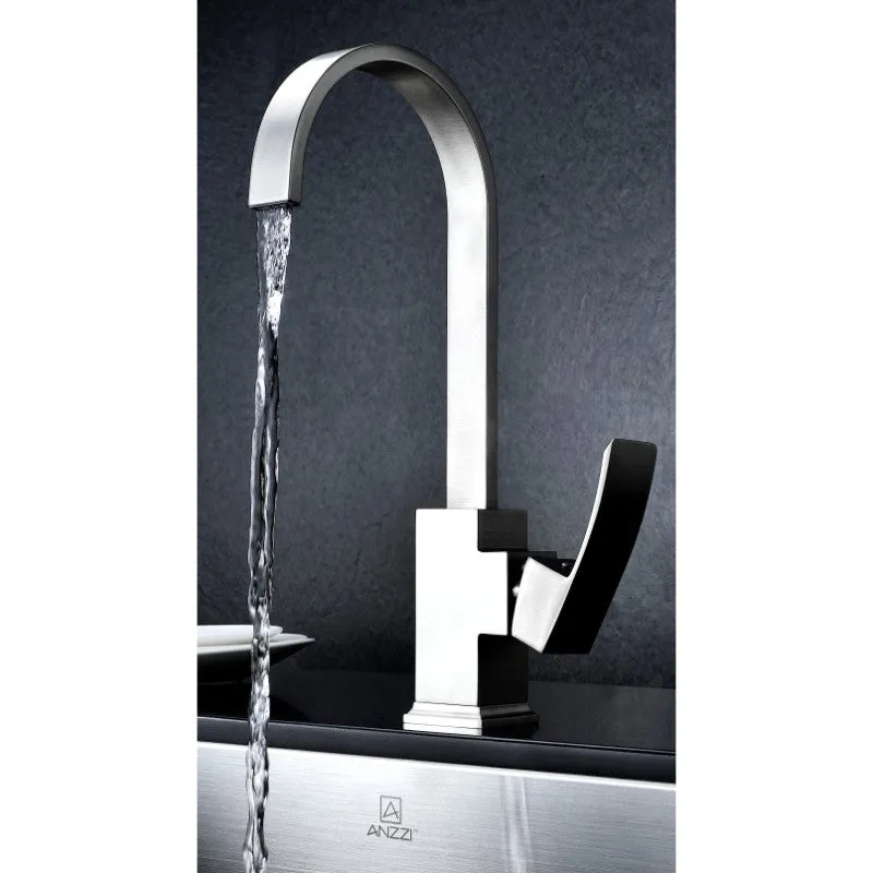 Elysian 35.88" Single Basin Farmhouse Apron Kitchen Sink with Opus Single-Handle Faucet in Brushed Nickel