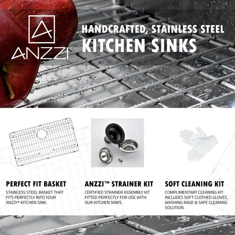 Elysian 35.88" Single Basin Farmhouse Apron Kitchen Sink with Opus Single-Handle Faucet in Brushed Nickel