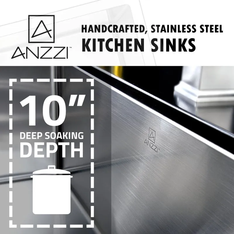 Elysian 35.88" Single Basin Farmhouse Apron Kitchen Sink with Opus Single-Handle Faucet in Polished Chrome