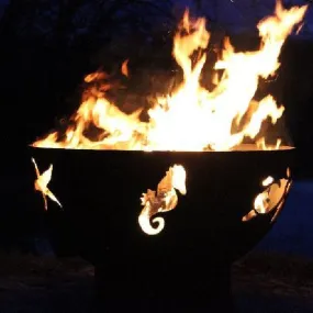 Fire Pit Art Sea Creatures Gas Fire with Penta 24 In Burner Electronic AWEIS