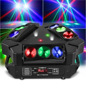 FODEXAZY Spider Moving Head DJ Lights 9 X 10W RGB LED DJ Lighting Stage Lighs DJ Moving Light for Parties Lights DMX Mode Sound Activated for Party Wedding Concert Disco DJ Concert Show