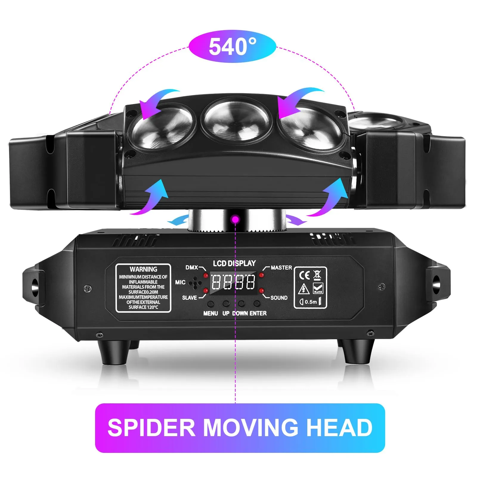 FODEXAZY Spider Moving Head DJ Lights 9 X 10W RGB LED DJ Lighting Stage Lighs DJ Moving Light for Parties Lights DMX Mode Sound Activated for Party Wedding Concert Disco DJ Concert Show