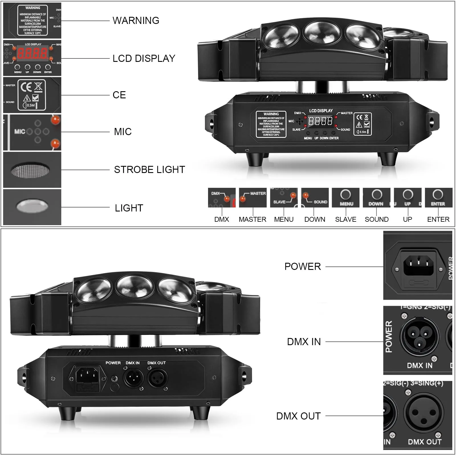 FODEXAZY Spider Moving Head DJ Lights 9 X 10W RGB LED DJ Lighting Stage Lighs DJ Moving Light for Parties Lights DMX Mode Sound Activated for Party Wedding Concert Disco DJ Concert Show