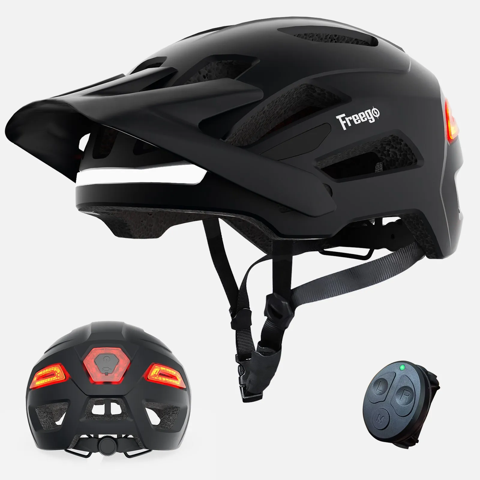 Freego Smart Bike Helmet with Speakers, LED Signals & Remote Control for Adults