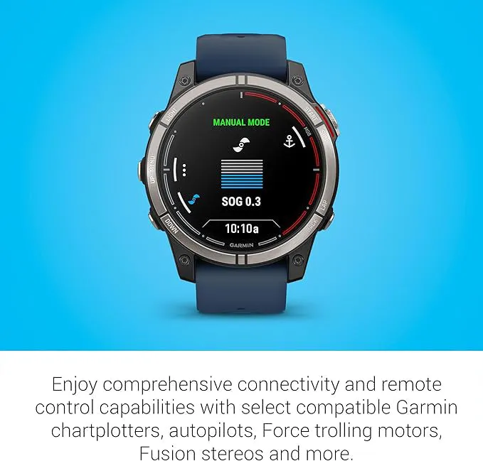 Garmin Men's Blue LED Flashlight Sailing And Watersport Activities Fish Forecast And Trolling Motor Control AMOLED Display Quatix® 7 Pro Premium GPS Marine Smartwatch - 010-02803-80