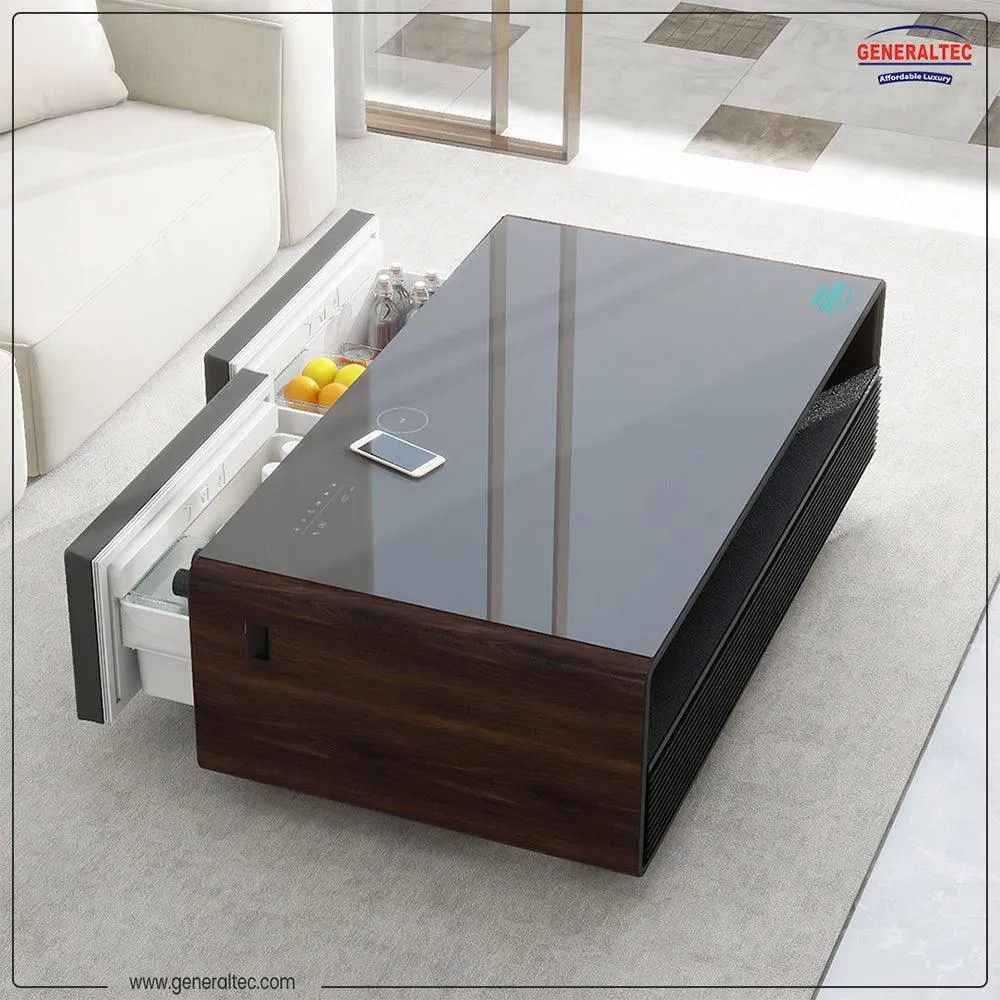 Generaltec Smart Table with Refrigerator and Speakers GMBST4DN - Wood