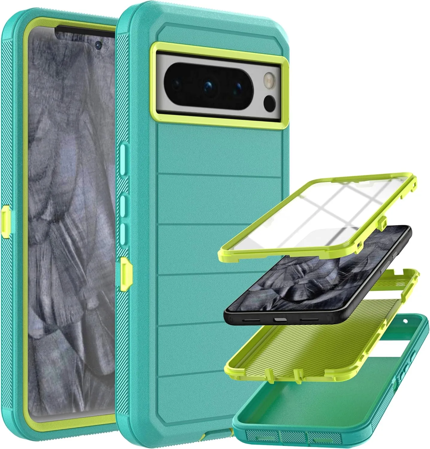 Google Pixel 8 Pro Case Built in Screen Protector Drop Proof 3-Layer Durable Cover