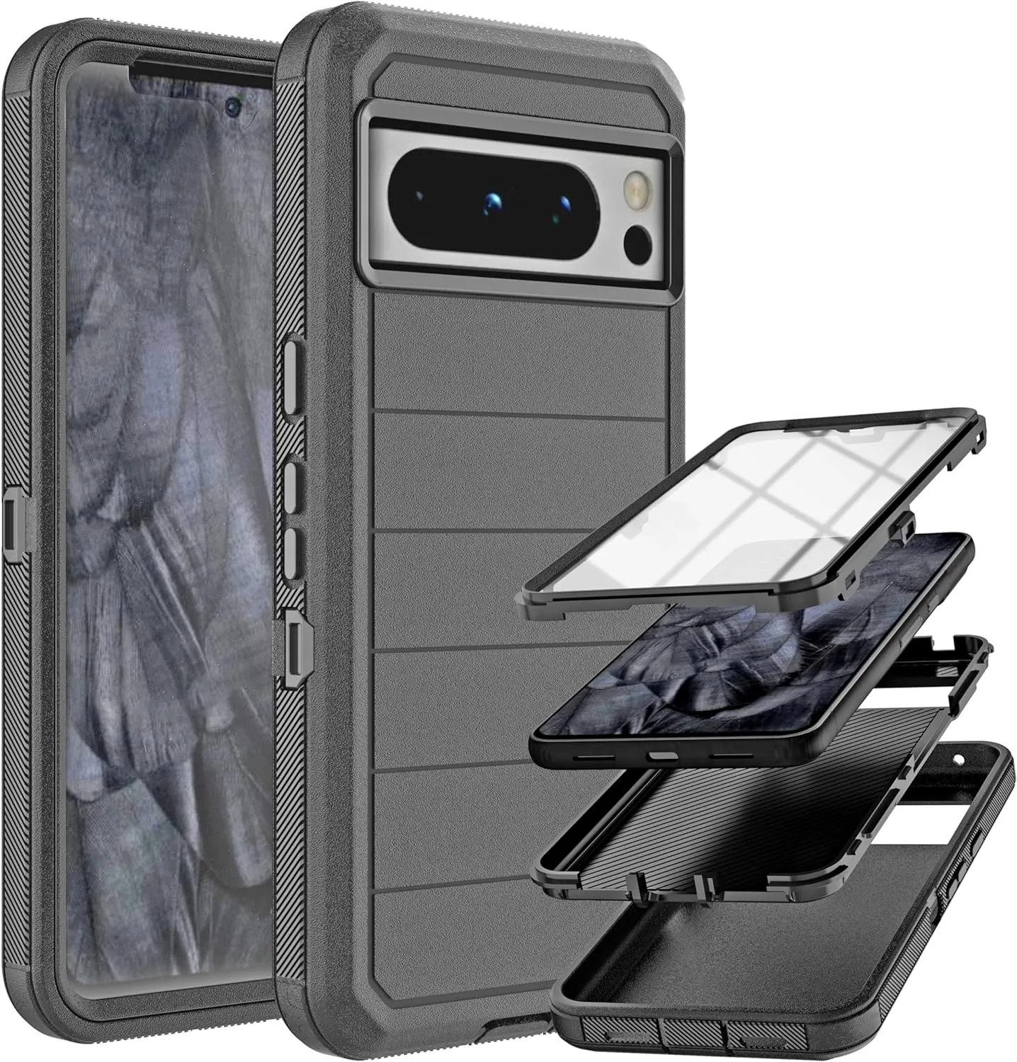 Google Pixel 8 Pro Case Built in Screen Protector Drop Proof 3-Layer Durable Cover