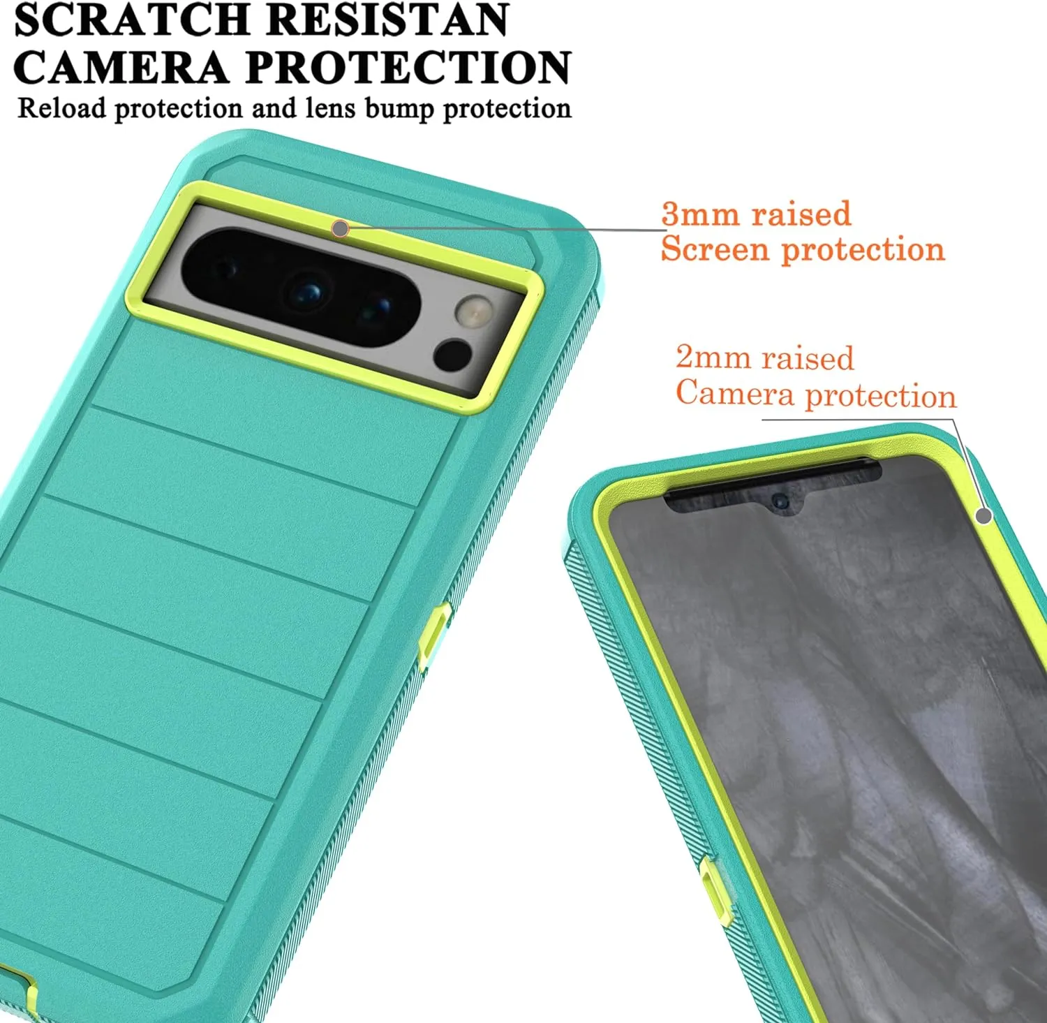 Google Pixel 8 Pro Case Built in Screen Protector Drop Proof 3-Layer Durable Cover