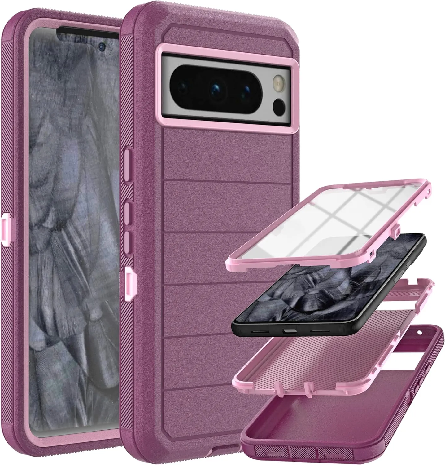 Google Pixel 8 Pro Case Built in Screen Protector Drop Proof 3-Layer Durable Cover