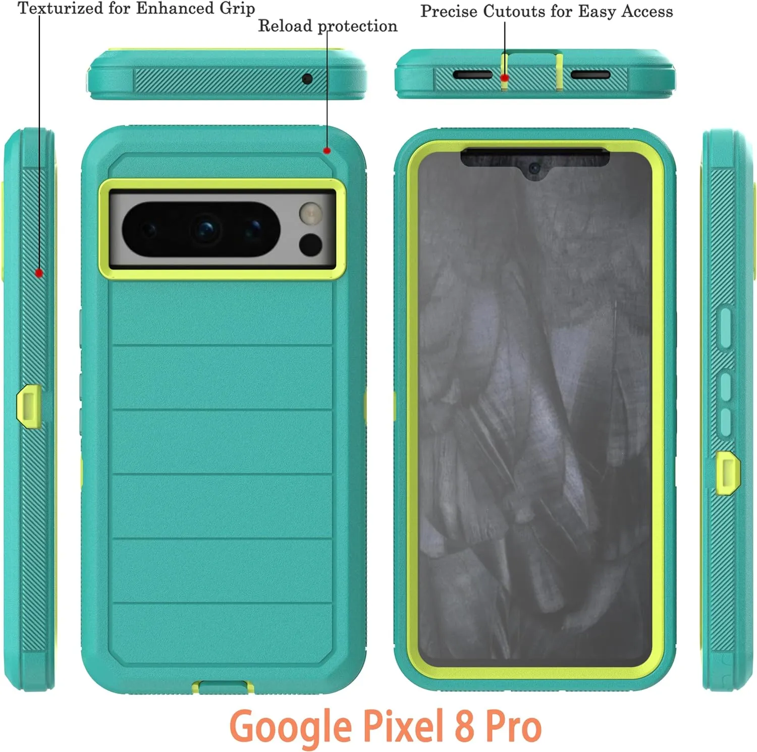 Google Pixel 8 Pro Case Built in Screen Protector Drop Proof 3-Layer Durable Cover