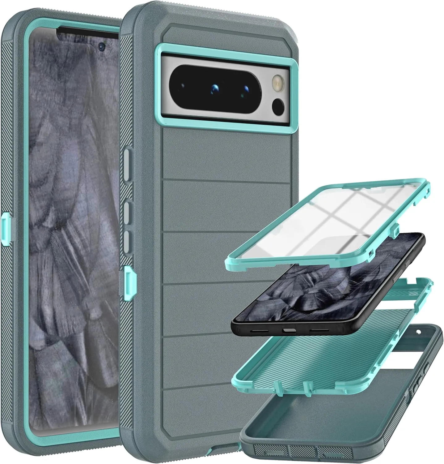 Google Pixel 8 Pro Case Built in Screen Protector Drop Proof 3-Layer Durable Cover