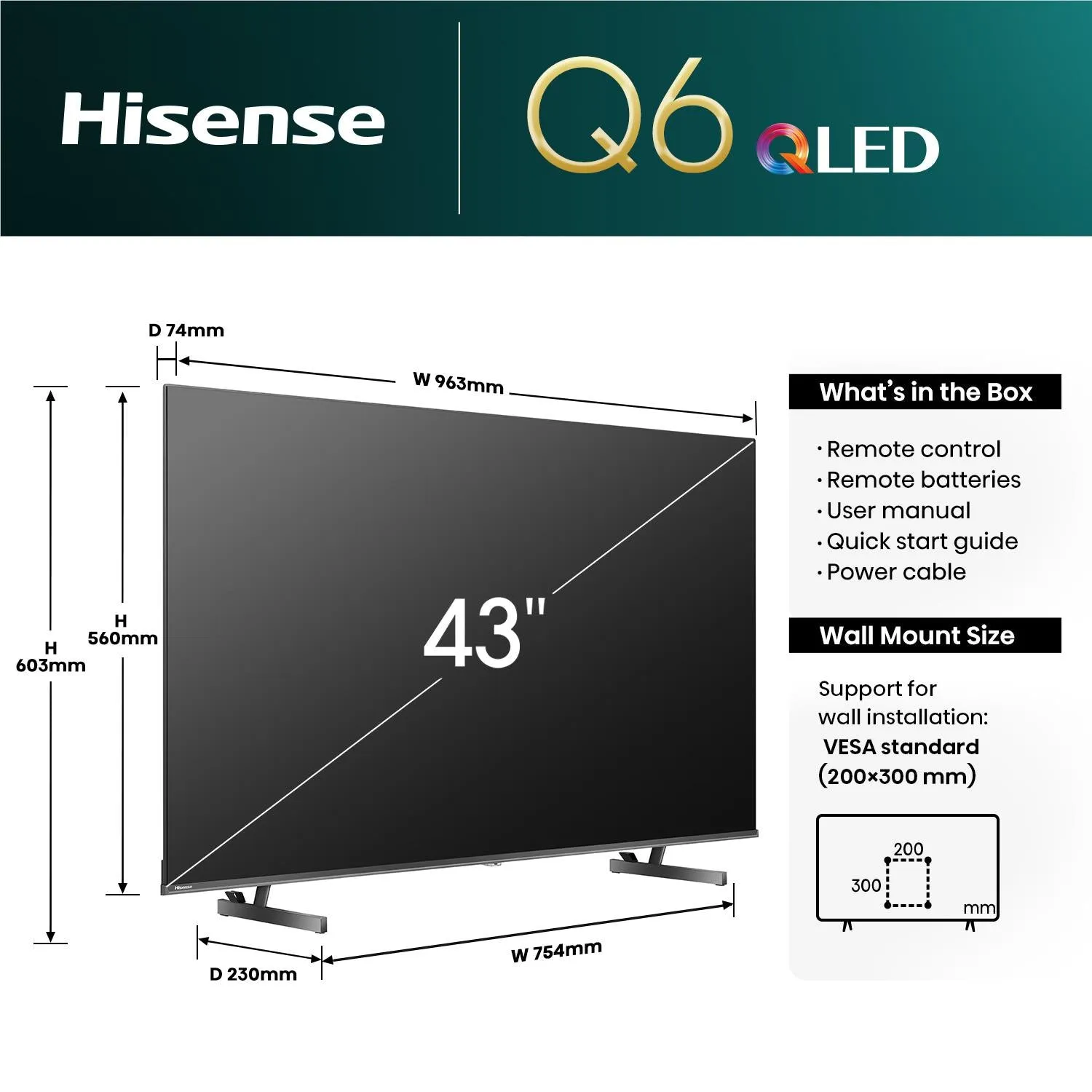 Hisense 43" Q6NAU 4K QLED Smart TV [2024]