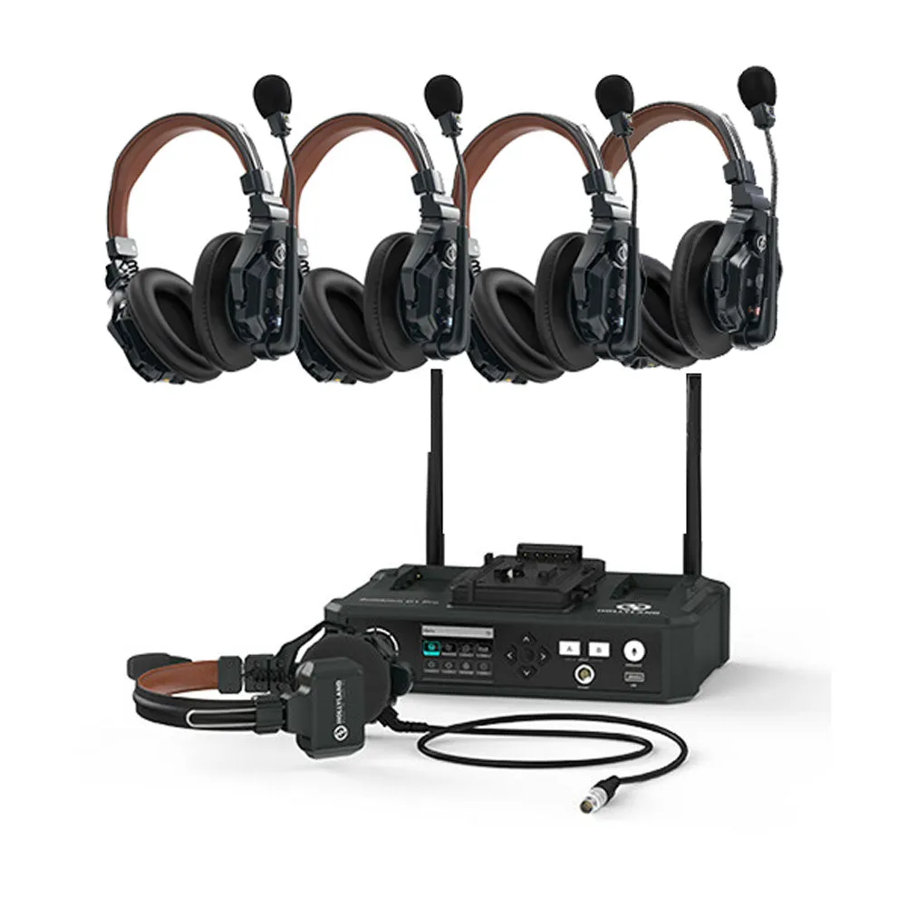 Hollyland Solidcom C1 Pro-Hub4S ENC 5-Person Full-Duplex Wireless Intercom System with Hub (Double-Ear Version)