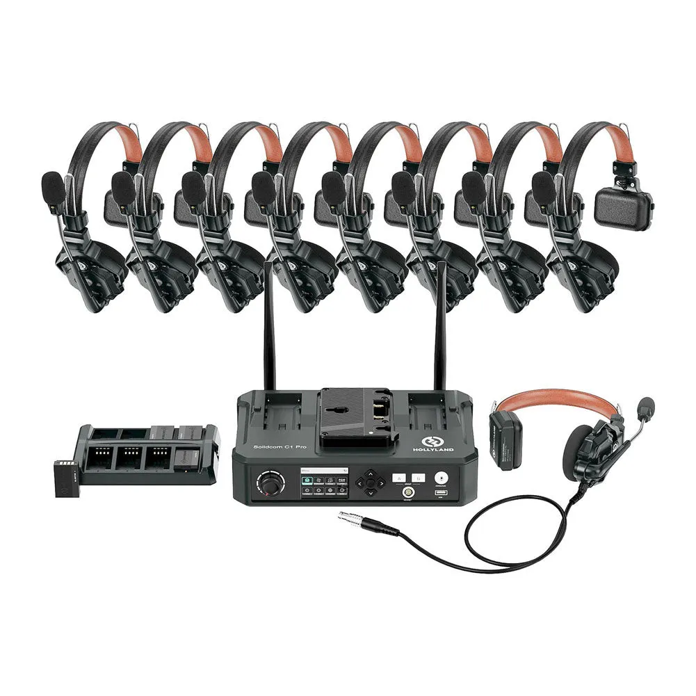 Hollyland Solidcom C1 Pro-Hub8S ENC 9-Person Full-Duplex Wireless Intercom System with Hub