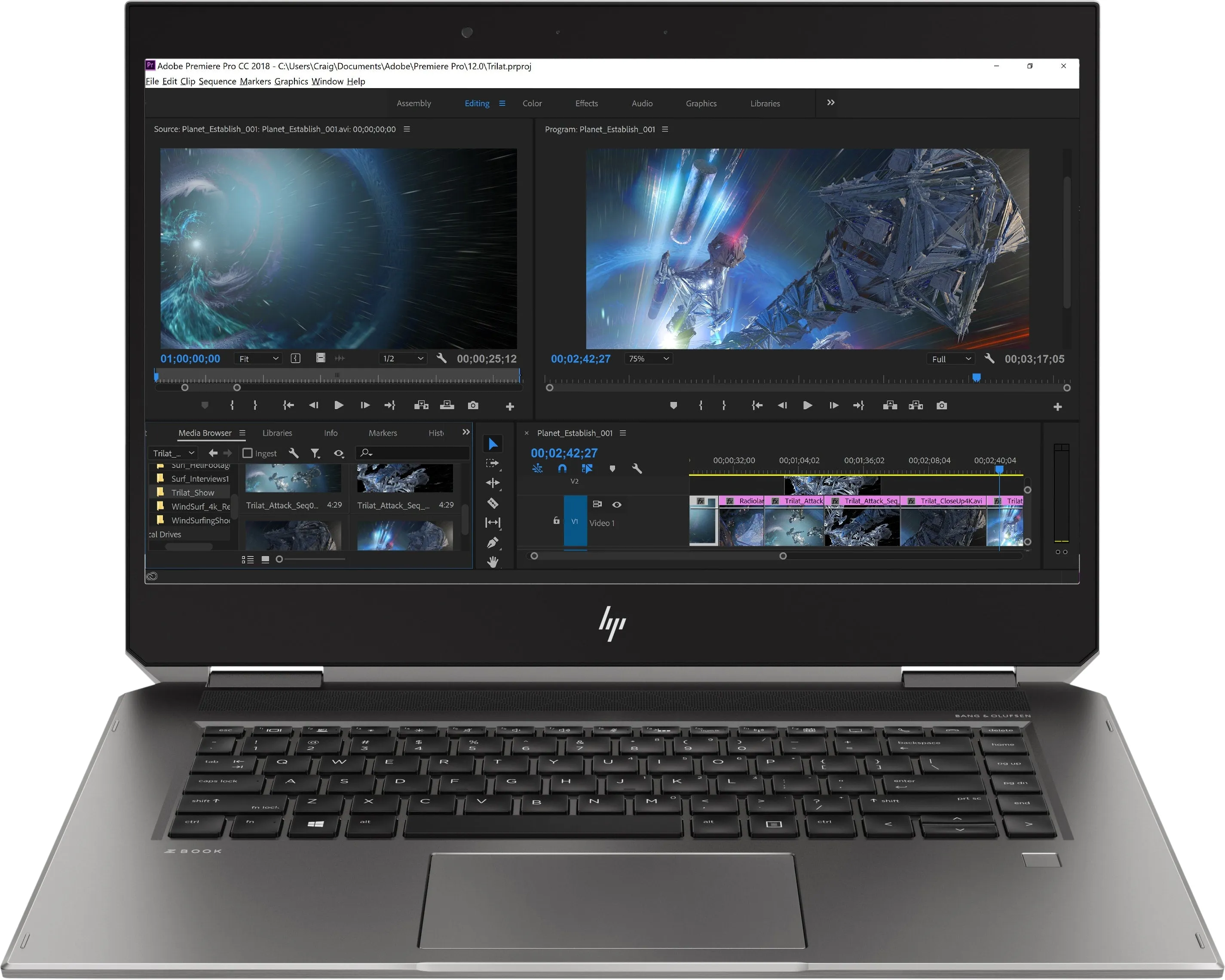 HP ZBook Studio X360 G5 15.6" FHD (Touchscreen) Convertible Mobile Workstation, Intel Xeon E-2176M, 2.70GHz, 16GB RAM, 512GB SSD, Windows 10 Pro 64-Bit - 4NL44UT#ABA