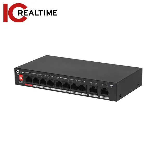 IC Realtime - PWR-POE-8-V3 / 8 Port Unmanaged PoE Switch / 96W Max / Supports 1 Hi POE Port
