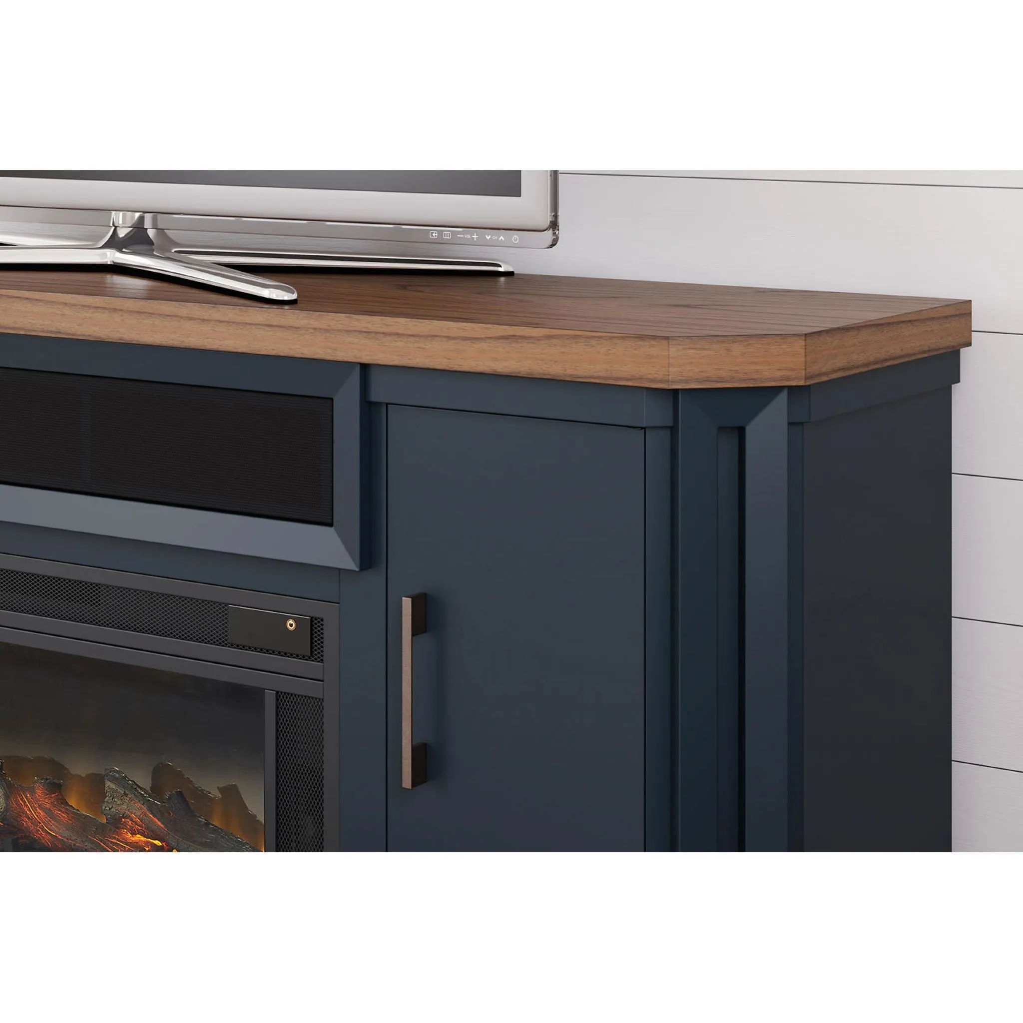 Landocken TV Stand with Fireplace - Two-tone