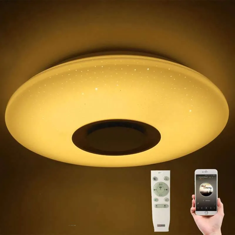 LED Flush Mount Ceiling Modern Light With Music