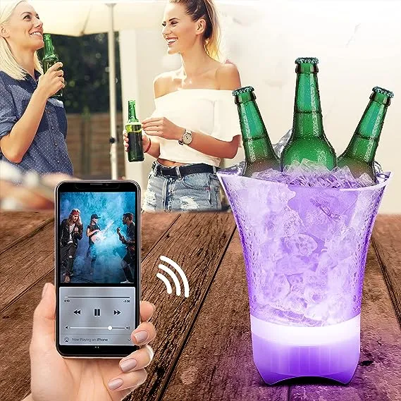 Lumi Chill Collapsible Ice Bucket & Bluetooth® Speaker with LED Party Light