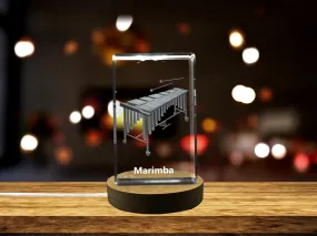 Marimba Crystal Keepsake - Engraved 3D Percussion Instrument Art - Illuminate Your Space