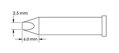 Metcal GT6-CH0025P Power 60° Chisel Solder Tip, 2.5 x 6.0mm