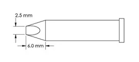 Metcal GT6-CH0025P Power 60° Chisel Solder Tip, 2.5 x 6.0mm