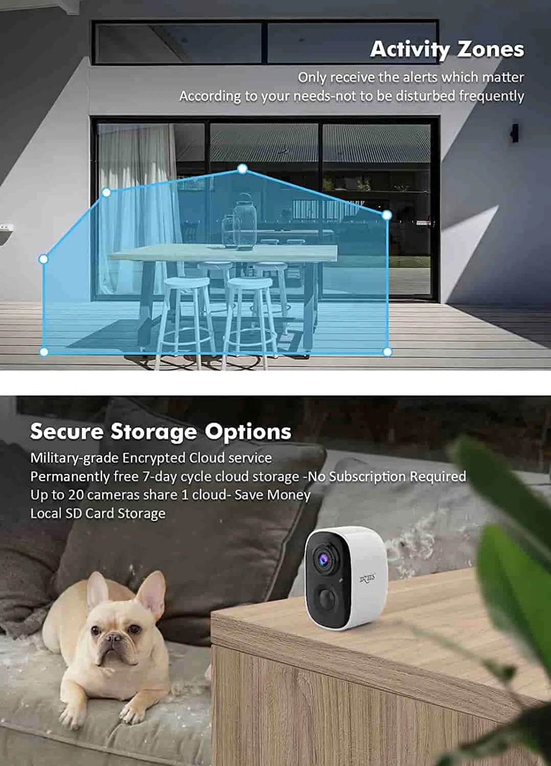 Mini Size 1080P Wireless Battery Powered Security Camera for Indoor Outdoor Home Safety Dzees CG6