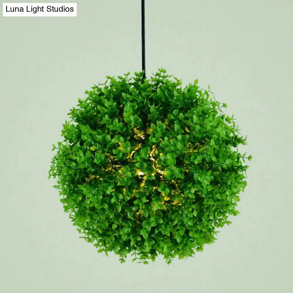 Modern Industrial Metal Hanging Lamp with Green Fake Plant, Perfect for Music Bars and Ceilings