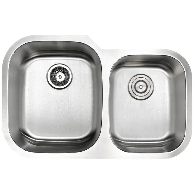 Moore 32" Double Basin Undermount Kitchen Sink with Opus Single-Handle Faucet in Polished Chrome