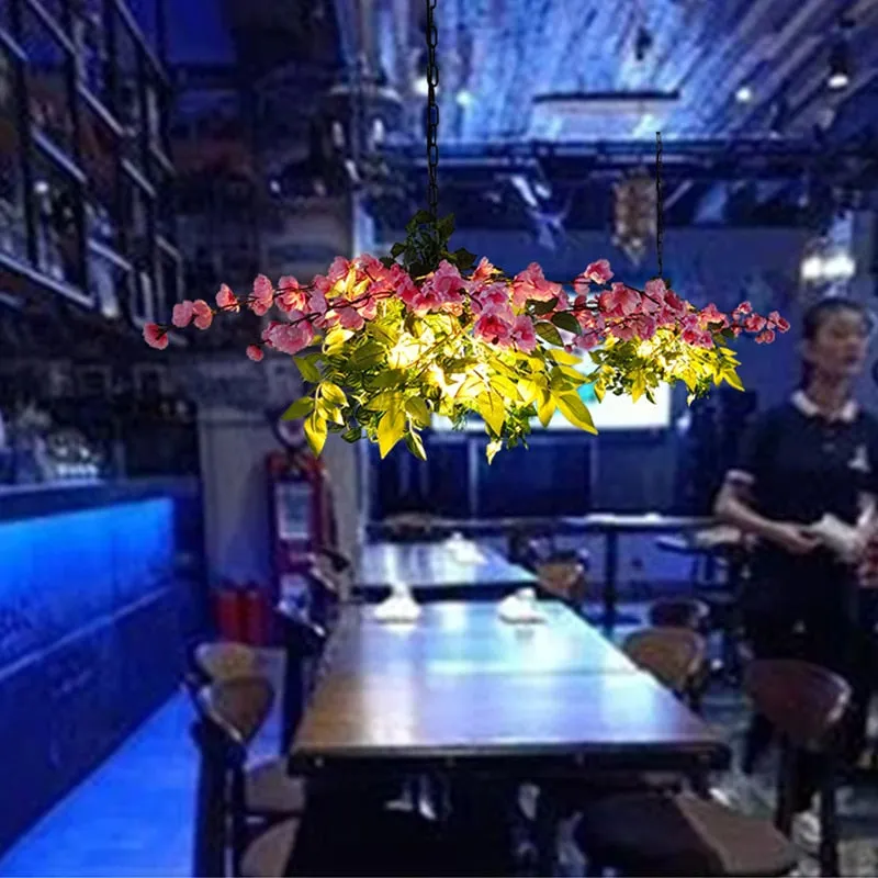 Net Red Restaurant Plant Cherry Blossom Pendant Light Theme Music Bar String Hot Pot Shop Commercial Chandelier