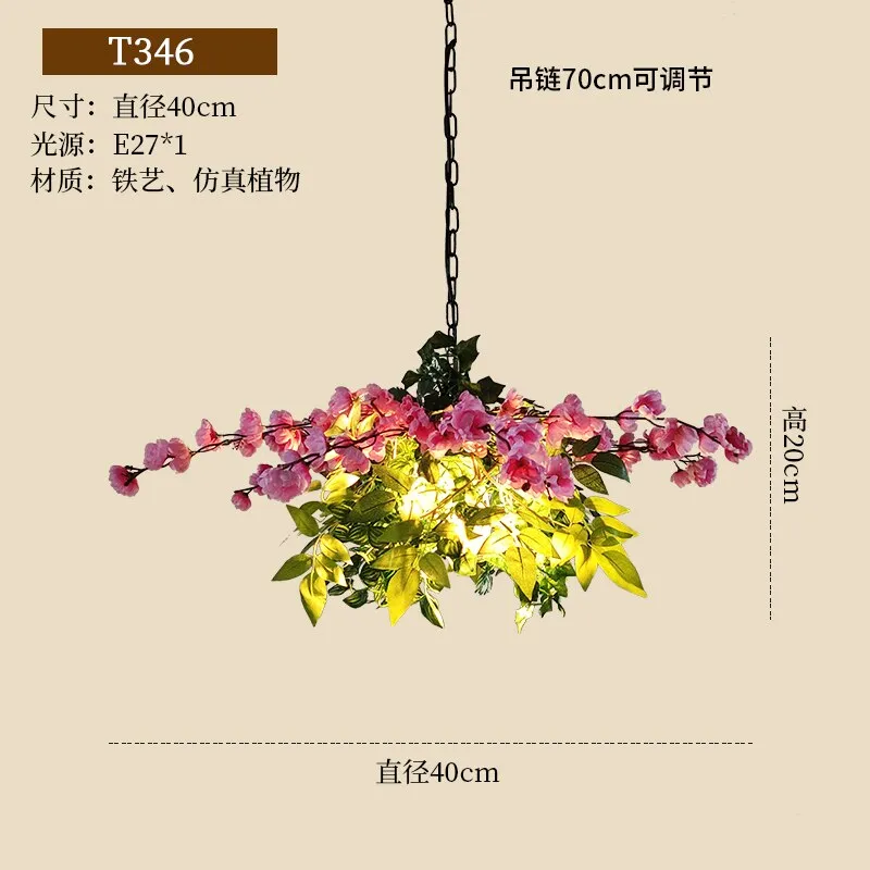 Net Red Restaurant Plant Cherry Blossom Pendant Light Theme Music Bar String Hot Pot Shop Commercial Chandelier