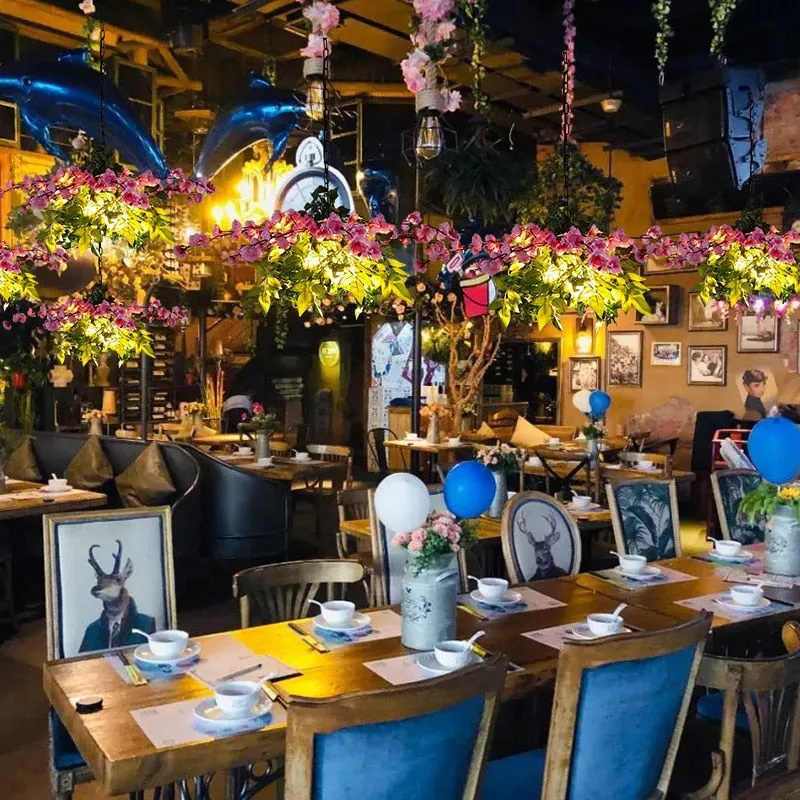 Net Red Restaurant Plant Cherry Blossom Pendant Light Theme Music Bar String Hot Pot Shop Commercial Chandelier