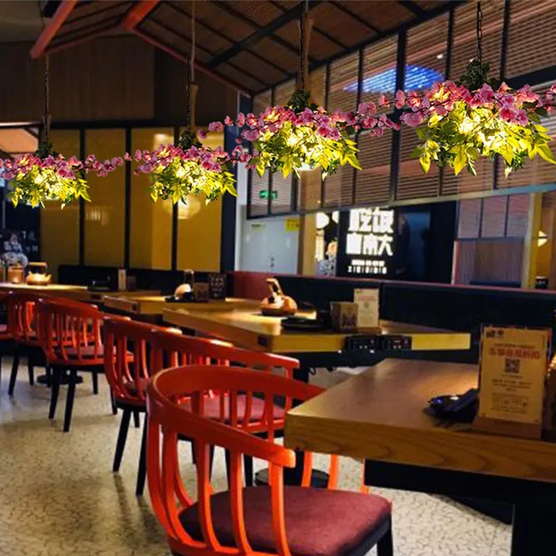 Net Red Restaurant Plant Cherry Blossom Pendant Light Theme Music Bar String Hot Pot Shop Commercial Chandelier