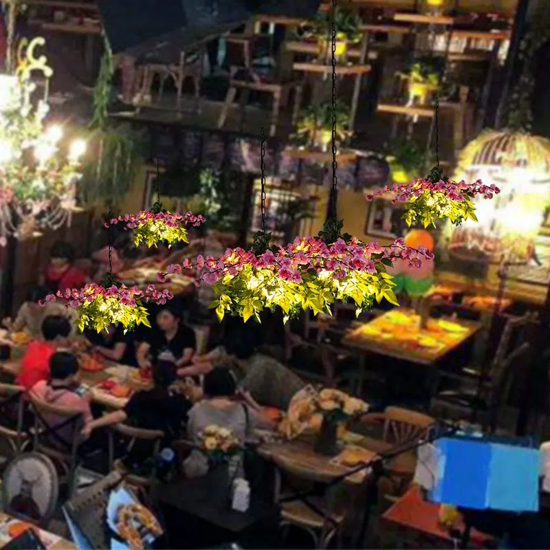 Net Red Restaurant Plant Cherry Blossom Pendant Light Theme Music Bar String Hot Pot Shop Commercial Chandelier