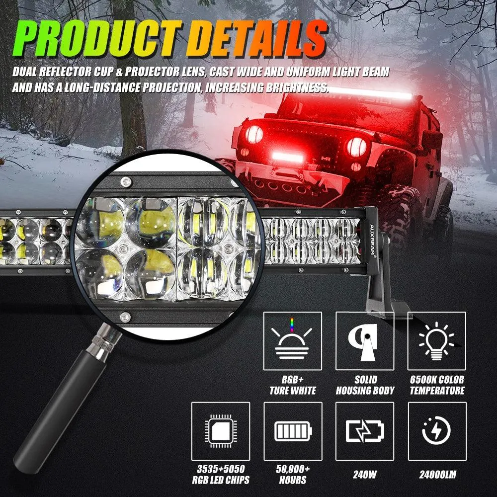 New 42 Inch V-PRO Series Curved RGBW Color Changing Off Road Led Light Bar