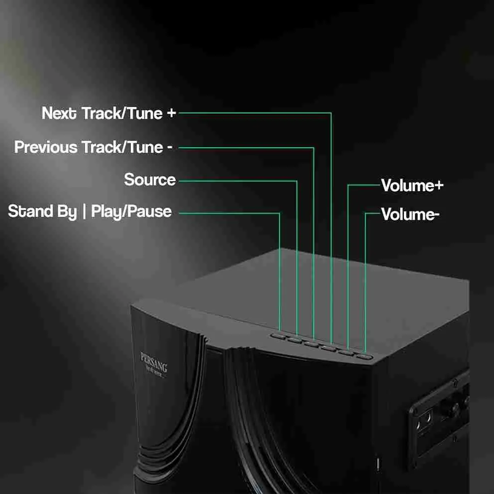 PERSANG Sound Tower 160RMS Dual 20.8cm Woofer with Wooden Body, Bluetooth, SD Card Slot & USB Connectivity Option Party Speaker