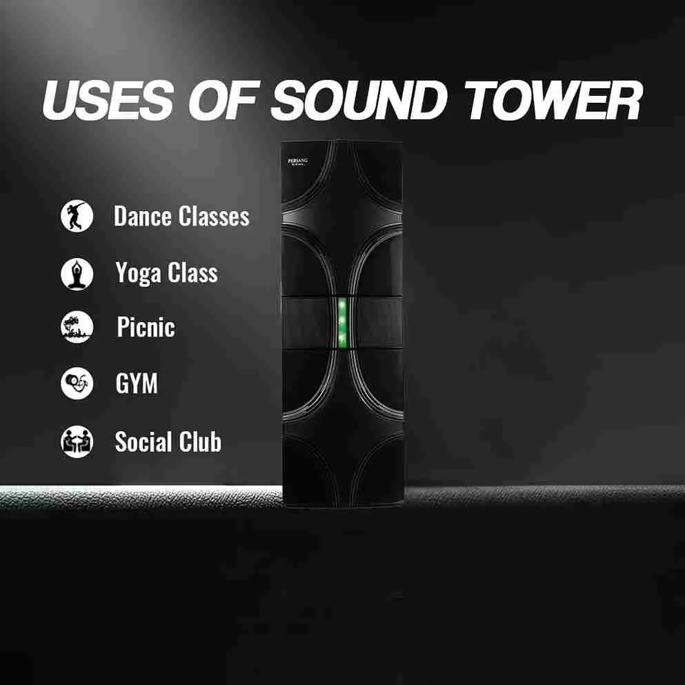 PERSANG Sound Tower 160RMS Dual 20.8cm Woofer with Wooden Body, Bluetooth, SD Card Slot & USB Connectivity Option Party Speaker